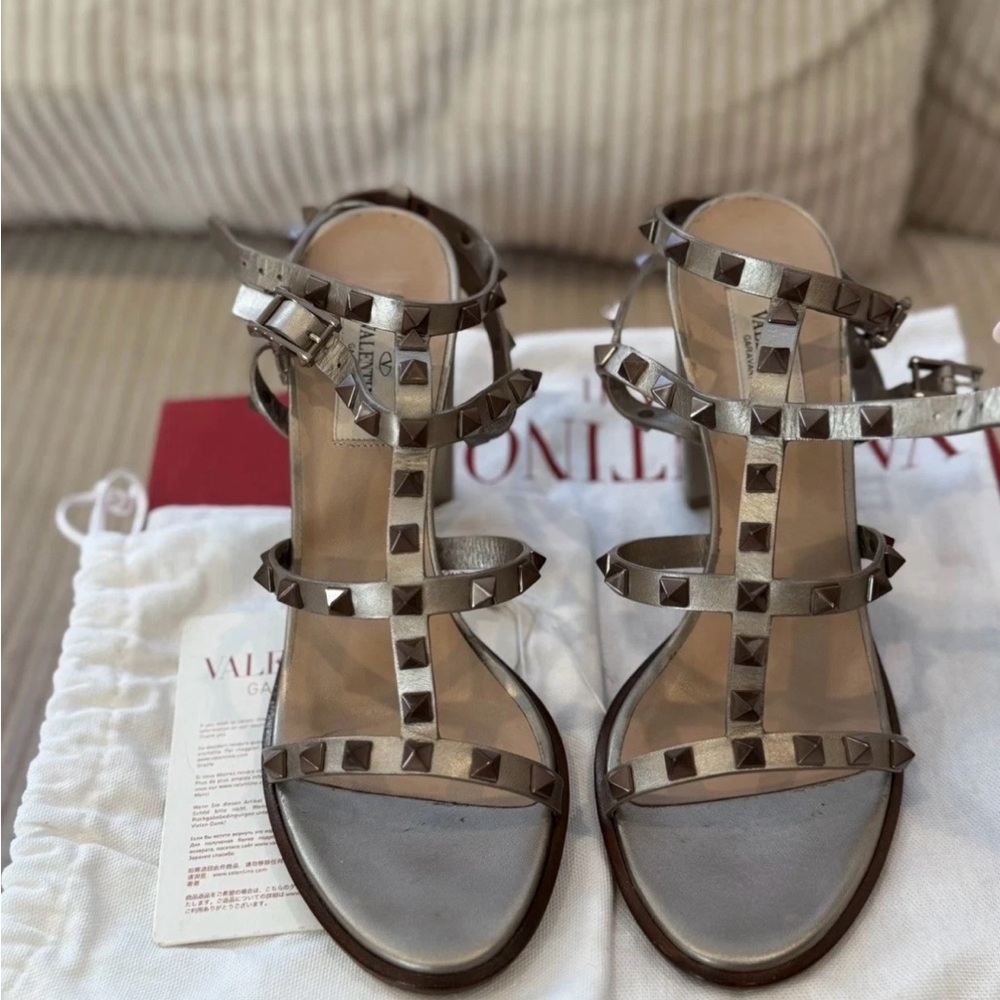 Valentino Silver Studded Sandals Edgy Elegance